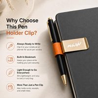 Clip para Billetes de Metal Premium con Lazo de Cuero PU Personalizado, Clip Multifuncional para Bolígrafos, para Regalos Promocionales Empresariales