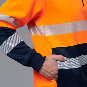 Sweat-shirt à capuche haute visibilité, 1/2 zip, bande réfléchissante segmentée, veste de sécurité en polaire, vêtements de travail, manches longues - Product Image 6