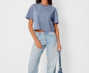 Custom Acid Wash Oversized Plain T Shirt Women Heavyweight Blank Cotton Tee Drop Shoulder Casual Street Wear <b>Tops</b> - Product Image 4