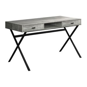 Contemporary Modern 48\"L Home Office Laptop <b>Computer</b> <b>Desk</b> with Storage Drawers Grey Laminate and Black Metal - Product Image 2