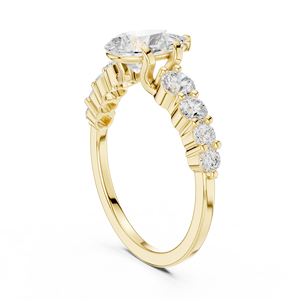 Anillo de Compromiso de Oro Amarillo con Diamante Corte Pera para Mujer, Clásico Anillo de Boda de Media Eternidad, Joyería Fina - Product Image 2