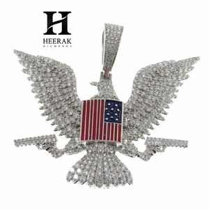 Colgante Personalizado de Águila Americana con Diamantes VVS de Laboratorio, Escudo de la Bandera de EE. UU., Águila con Pistola, Joyería Hip Hop - Product Image 5