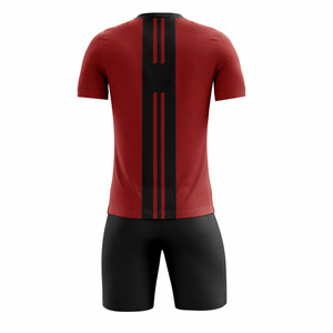 Ensemble short et maillot de handball personnalisé pour homme, rouge et noir, color-block, sublimé, 100 % polyester, anti-humidité, taille élastique - Product Image 5