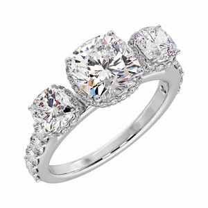 Bague de fiançailles de luxe pour mariée, avec diamant de laboratoire tendance de 2 carats, taille Trinity, trois pierres, cadeau d'anniversaire et usage quotidien - Product Image 3