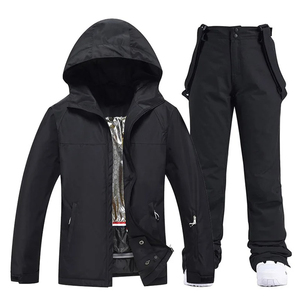 Veste de ski imperméable pour femme, à capuche, isolée synthétiquement, noire, rembourrée en coton PP, fermeture éclair, pour la neige - Product Image 2