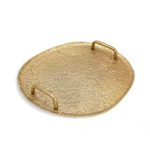 High End Quality Modern Abstract Brass Decorative Tray Round Metal Handicraft With <b>Feet</b> Single Piece Design - Product Image 2