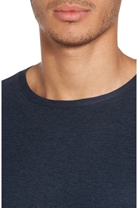 Nueva Camiseta de Algodón para Hombre, Cuello Redondo, Manga Corta, Color Azul Marino, Corte Regular, Estilo Jersey, Color Sólido, Transpirable, Tejido de Punto - Product Image 5