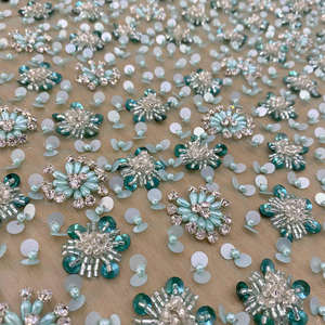 Tela de Encaje con Lentejuelas Doradas de Primera Calidad al por Mayor, Tul con Bordado Pesado para Vestidos de Celebridades y Vestidos de Novia - Product Image 2