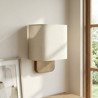 Applique murale carrée en lin de style Mid-Century Modern, lampe murale résistante à l'humidité pour couloir, chambre, salon