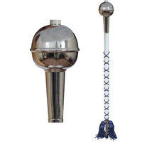 Masse de tambour-major sur mesure de haute qualité en cuivre et acier inoxydable, avec logo couleur personnalisé, votre nom et volutes supérieures et inférieures