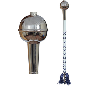 Masse de tambour-major sur mesure, personnalisée avec votre nom, en cuivre et acier inoxydable de haute qualité, avec volutes supérieures et inférieures, magnifique, longueur 60 pouces - Product Image 3