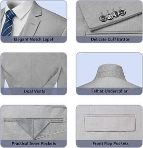 Costume homme de qualité supérieure, coupe ajustée, veste, gilet et pantalon pour le bureau, mariage ou occasions formelles, ensemble de vêtements de cérémonie - Product Image 4