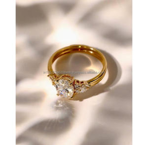 IGI/GIA Lab Grown Oval Cut Diamond Vintage 14K Oro amarillo Unisex Boda/Anillo de compromiso para fiestas de aniversario - Product Image 2