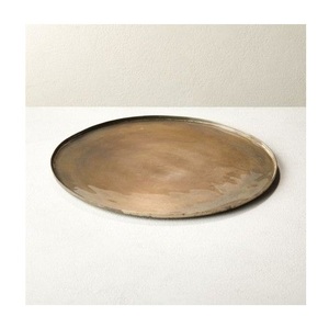 Luxury Round Brass Rim Serving <b>Tray</b> Decorative Platter Minimalist <b>Gold</b> Metal Circular <b>Tray</b> for Coffee Table Low-profile serving - Product Image 3