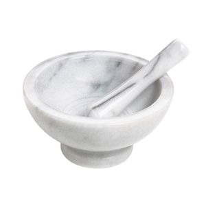 Polished Natural Marble Mortar And Pestle For Kitchen Use Ideal For <b>Grinding</b> Spices Herbs And Making <b>Paste</b> - Product Image 2
