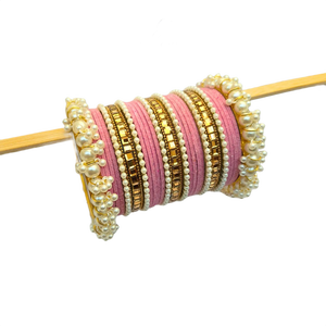 Purple Velvet <b>Bangle</b> Set With Imitation Pearl And Gold Plated Alloy Classic Women's Wedding Jewelry - Product Image 5