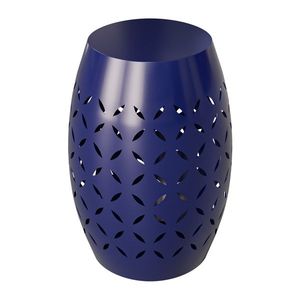 9.4\" Steel Blue Round Hollow <b>Drum</b> <b>Side</b> <b>Table</b> Indoor and Outdoor Patio Accent End <b>Table</b> - Product Image 1