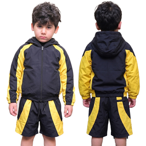 High Demanding Custom Logo Yellow Black Men's Acid Wash Printed Nylon <b>Wind</b> <b>Breaker</b> Sets Streetwear Summer Outdoors Hoodie Shorts - Product Image 1