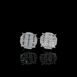 Luxury Square Moissanite Diamond Earrings 925 Sterling <b>Silver</b> Cluster <b>Stud</b> Jewelry - Product Image 3