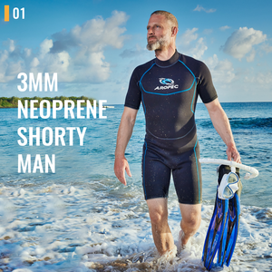 ชุดเว็ทสูทผู้ชาย AROPEC 3 มม. ทำจากนีโอพรีนแบบสั้น ซิปหลังไทเทเนียม เย็บแบบ Flatlock สำหรับเล่นเซิร์ฟและดำน้ำ รับทำโลโก้ตามสั่ง บริการ OEM - Product Image 2