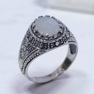 Anillo de diseño antiguo con amatista y piedra lunar, anillos de plata de ley 925, precio al por mayor, joyería - Product Image 2