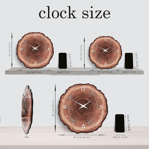 Horloge murale décorative en bois, design anneau d'arbre naturel, silencieuse, sans tic-tac, pour la maison et le bureau - Product Image 3