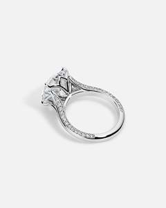 Anillo de Compromiso y Boda Unisex de Lujo con Diamante Solitario Cultivado en Laboratorio, Diseño de Tallo Dividido, Certificado IGI, Oro de 14k - Product Image 2