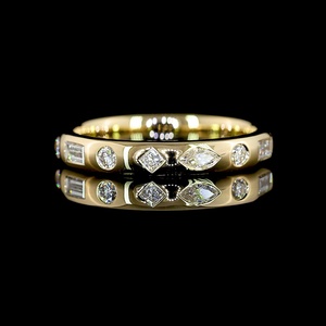 IGI Certified 0.75 Carat Fancy Shape Diamond Band Flush Bezel Set Marquise Round Princess Cut Gold Wedding Ring Factory Price - Product Image 1