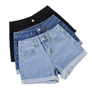 Shorts en jean délavé pour homme, en coton respirant de haute qualité, coupe droite taille haute, style décontracté d'été - Product Image 1