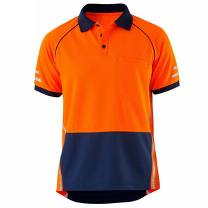 High Visibility Men's Safety Polo Shirt Reflective Workwear Short Sleeve Breathable Mesh Construction Industrial Uniform Pocket - Product Image 5
