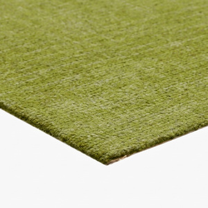 Tapis tufté à la main en laine vert olive, texturé uni, écologique, antidérapant, à rayures horizontales superposées, style minimaliste - Product Image 5