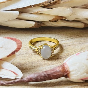Luxury Style Moonstone <b>Rings</b> Minimalist Brass <b>Rings</b> Women 18k Gold Plated <b>Dainty</b> Accent Band Delicate Jewelry Wholesale/OEM/ODM - Product Image 5