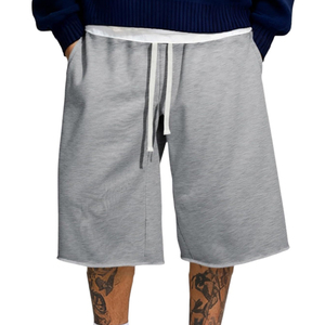 Pantalones Cortos de Algodón Grueso de Felpa Francesa Lisos con Cordón para Hombre, Estilo Urbano, Venta al por Mayor - Product Image 1