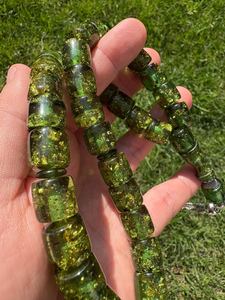 Elegant Green Resin <b>Angel</b>-style Tasbih Shimmering Gold Flakes Handcrafted Eco-Friendly for Smooth Zikr Best <b>Gift</b> for Muslims - Product Image 3