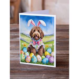 Labradoodle <b>Easter</b> Egg Hunt Whimsical A7 Greeting <b>Cards</b> <b>Pack</b> of 8 Blank Note <b>Cards</b> with Envelopes Size 5x7 - Product Image 2