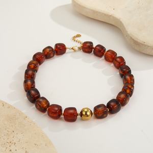 Elegant Vintage Geometric Resin Beaded <b>Necklace</b> Unisex Fashion <b>Statement</b> Jewelry Unique Design Colorful Lightweight Party Wear - Product Image 6