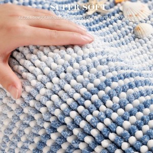 Ensemble de tapis de bain bleu style côtier, 2 pièces, rectangulaires, antidérapants, avec dos en caoutchouc, en coton tufté, pour usage domestique - Product Image 2