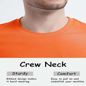 Camisetas de Hombre de Color Naranja, de Poliéster/Algodón, con Estampado Personalizado, Bolsillos en el Pecho, Manga Corta, Transpirables, de Secado Rápido, para Uso Casual de Verano - Product Image 5