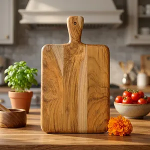 Tabla de cortar y paleta para servir de madera maciza hechas a mano: Aportan un toque de calidez orgánica y una funcionalidad atemporal, hechas a mano con calidad premium. - Product Image 4