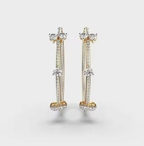 Women's Hoop Earrings in 10k Yellow, <b>Rose</b>, White Gold Moissanite Round Cut Diamond Trendy Jewelry IGI Certified Silver Plated - Product Image 5