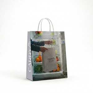 Sac cadeau en papier kraft blanc de qualité supérieure Iceman 120 g/m² avec poignée torsadée résistant à la graisse - Product Image 3