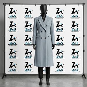 Abrigo Largo de Lana Cruzado Formal para Mujer, con Cuello de Solapa, Elegante Gabardina Gris de Invierno, Blazer, Ropa Exterior - Product Image 1