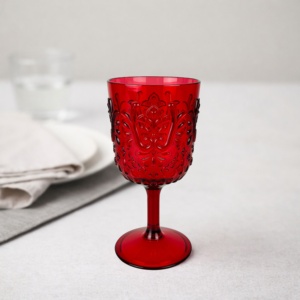 Verre à vin en plastique incassable gaufré pour fête de Noël, restaurant - Product Image 1