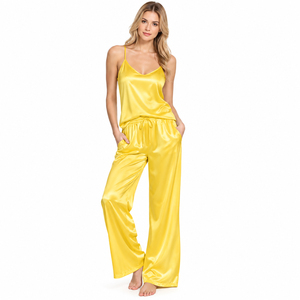 Wholesale <b>Silk</b> Satin <b>Women's</b> Sleeping <b>Trouser</b> Soft <b>Silk</b> Lounge Wear Pajama Wide-Leg Satin Night Wear Pants Ladies Silky Pajama - Product Image 2