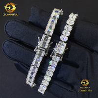 Nouveautés Mode Luxe S925 Sterling Silver Iced Out Hip Hop Bijoux Moissanite Emeraude Ovale Shaep Cluster Tennis Bracelet