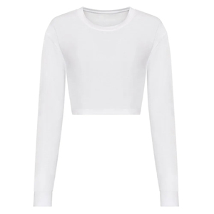 Camiseta de Manga Larga Blanca para Mujer, Cuello Redondo, Corte Regular, Color Sólido, Informal, Tejido de Punto, para Todas las Temporadas - Product Image 4