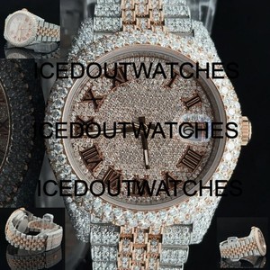 Montre de luxe pour homme Diamond Ice, boîtier en acier inoxydable, bracelet à fermoir, moissanite, bracelet en acier inoxydable, mouvement ETA, verre cristal - Product Image 4