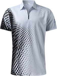 Ensemble polo et short pour homme, motif à pois noir et blanc, tricoté, manches courtes, respirant, décontracté, pour l'été - Product Image 2