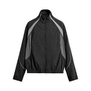 Ensemble survêtement coupe-vent 100% nylon pour homme, pantalon et veste à col, avec bandes réfléchissantes et empiècements, idéal pour le travail - Product Image 1