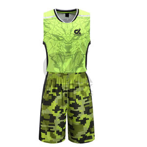 Ensembles de maillots de basket-ball sans manches pour hommes adultes, tissu 100% polyester, motif 3D, antibactérien, séchage rapide, services OEM personnalisés - Product Image 1